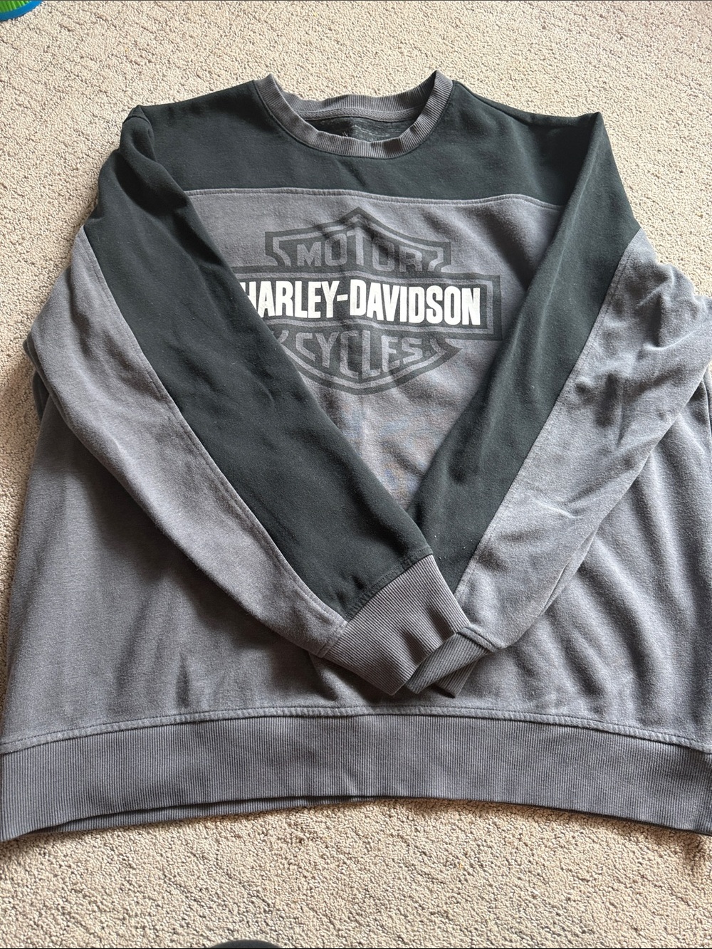 Harley-Davidson Black & Gray Colorblock Pullover Sweatshirt